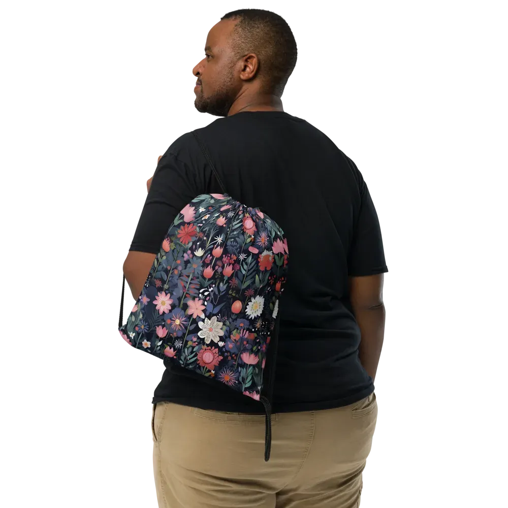 Twilight Bloom on Drawstring Bag — Front
