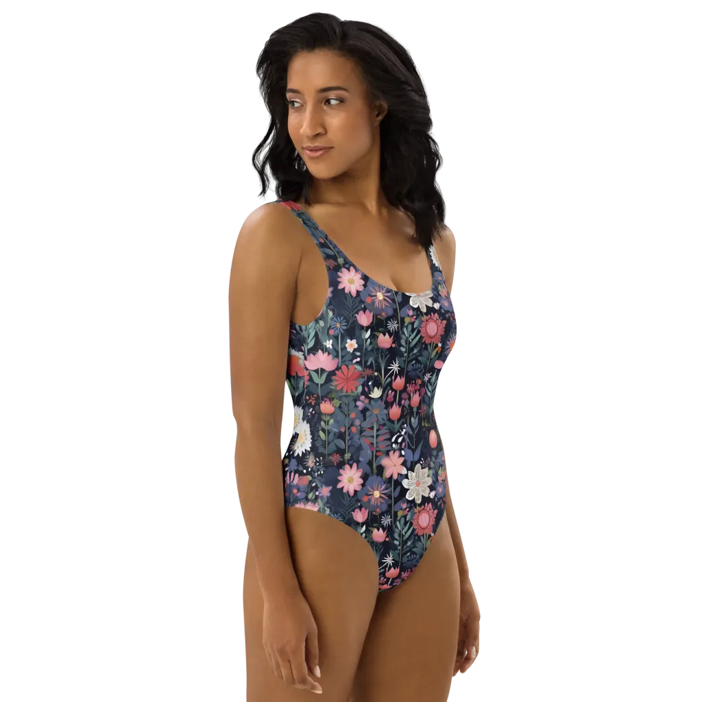 Twilight Bloom on One-Piece Swimsuit — Right