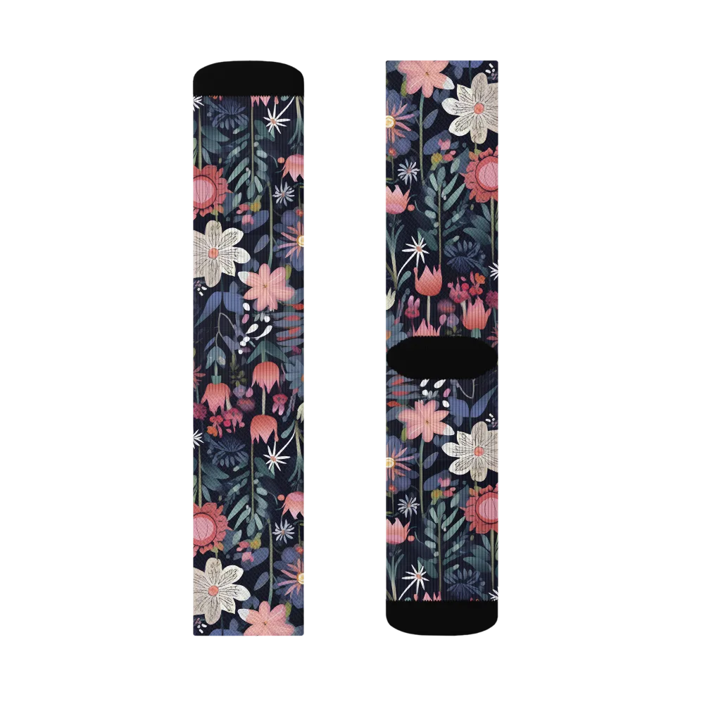 Twilight Bloom on Socks — Left Sock