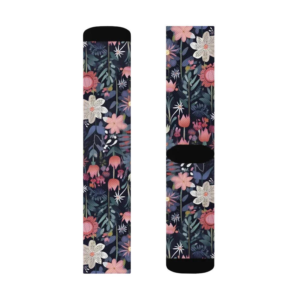 Twilight Bloom on Socks — Right Sock