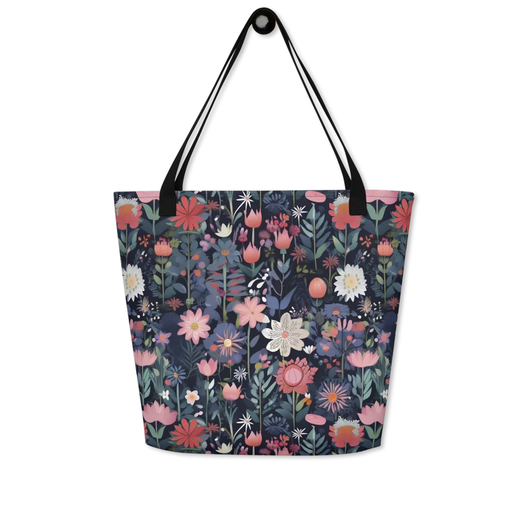 Twilight Bloom on Large Tote Bag W/ Pocket — Front