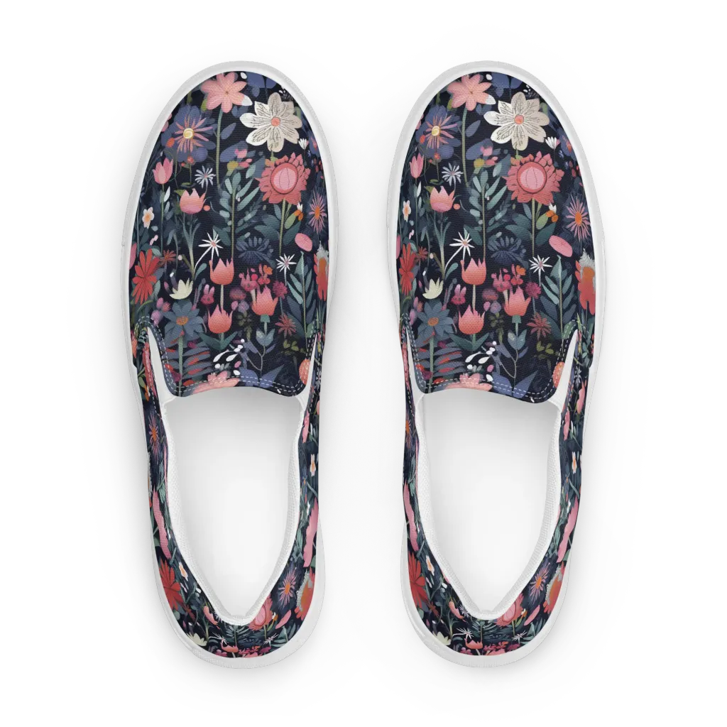Twilight Bloom on Women's Slip-On Canvas Shoes — Front