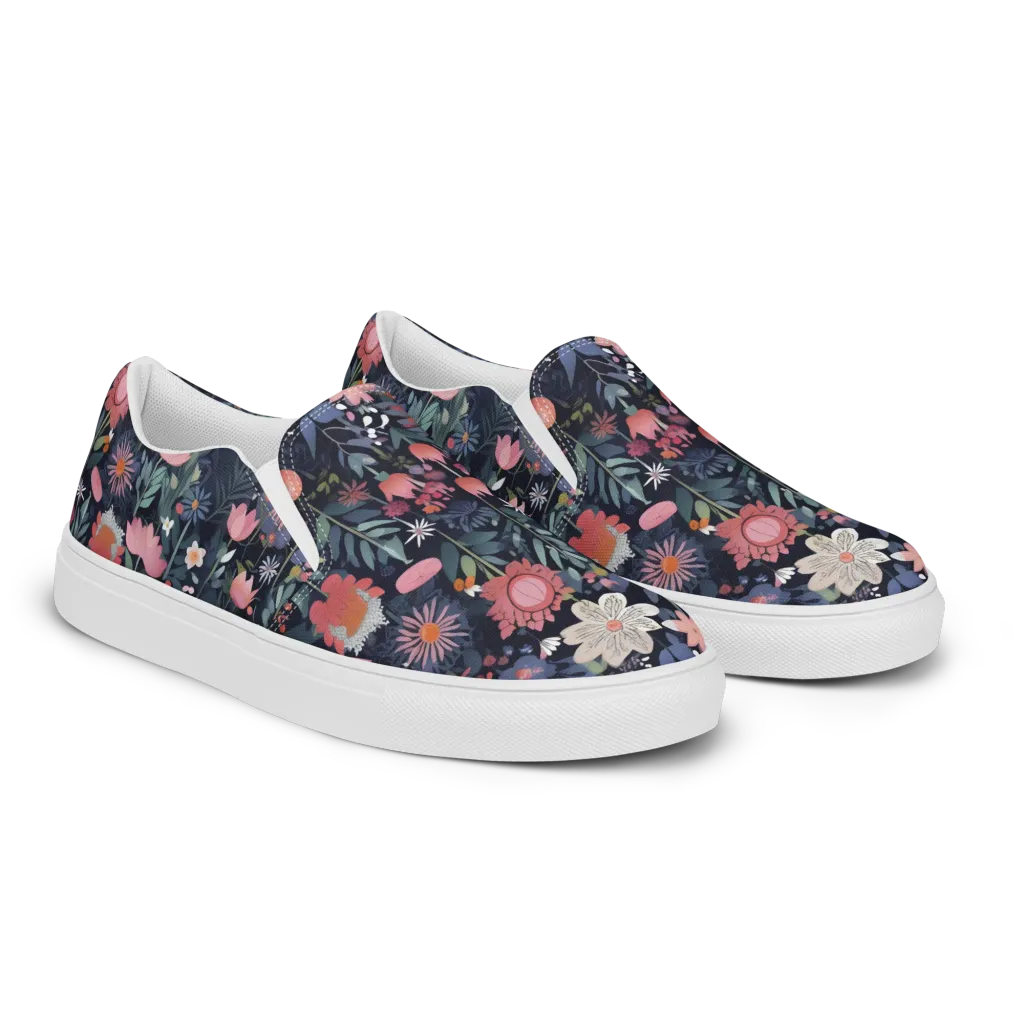 Twilight Bloom on Women's Slip-On Canvas Shoes — Right Front