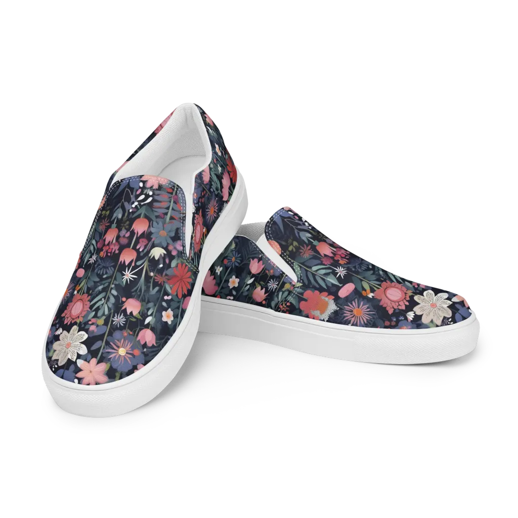 Twilight Bloom on Women's Slip-On Canvas Shoes — Left Front