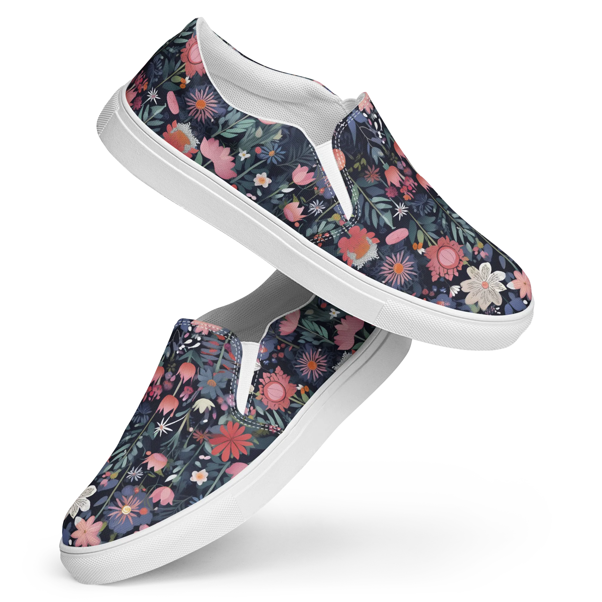 Twilight Bloom on Women's Slip-On Canvas Shoes — Front