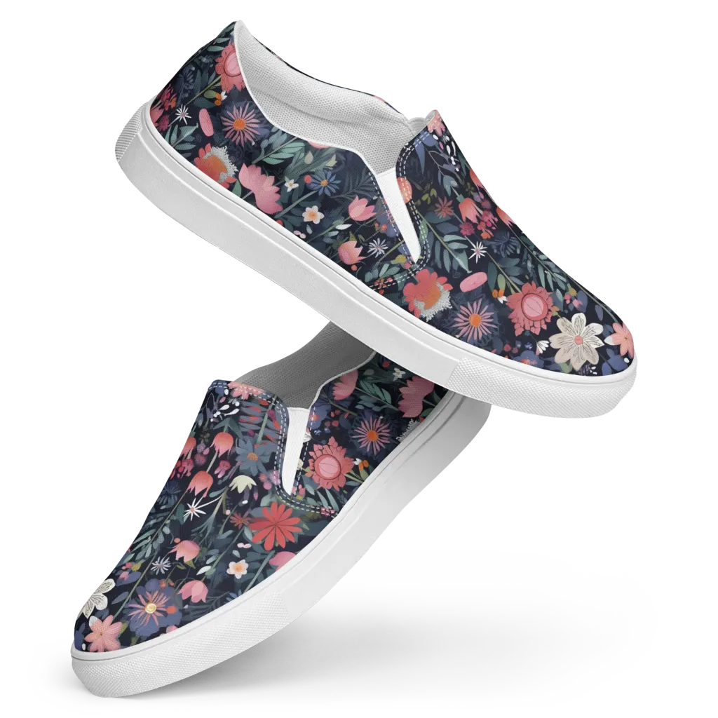 Twilight Bloom on Women's Slip-On Canvas Shoes — Front