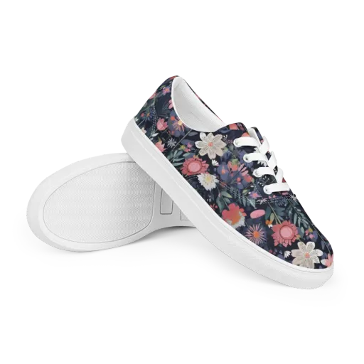 Twilight Bloom on a Men's Lace-Up Canvas Shoes