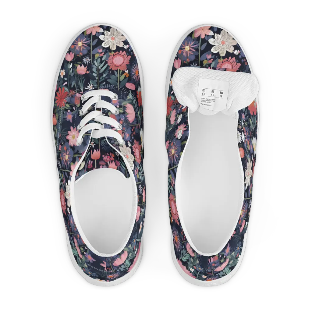 Twilight Bloom on Men's Lace-Up Canvas Shoes — Front