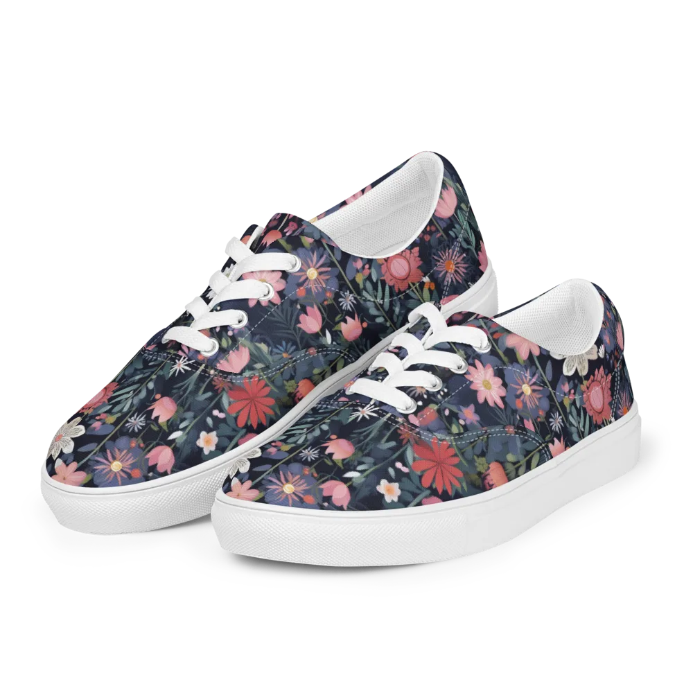 Twilight Bloom on Men's Lace-Up Canvas Shoes — Left Front