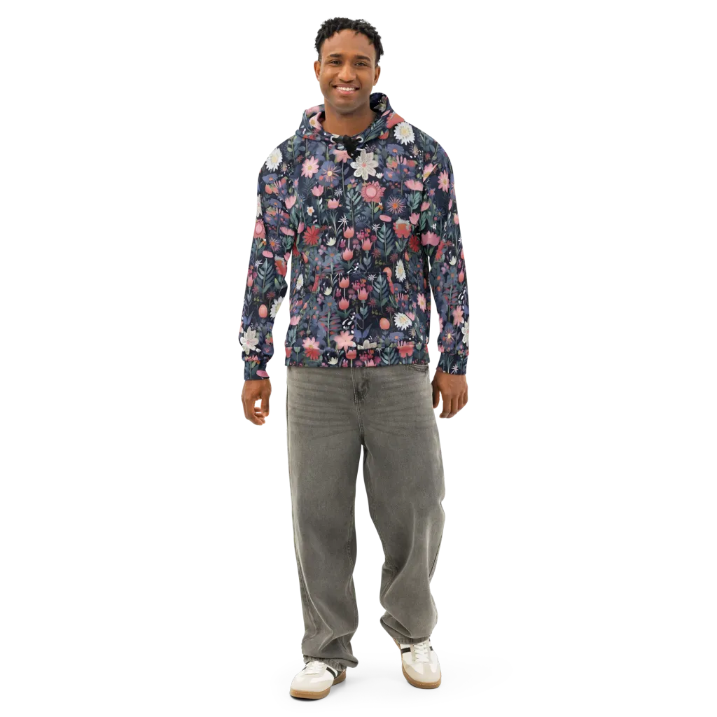 Twilight Bloom on Cotton Hoodie — Front