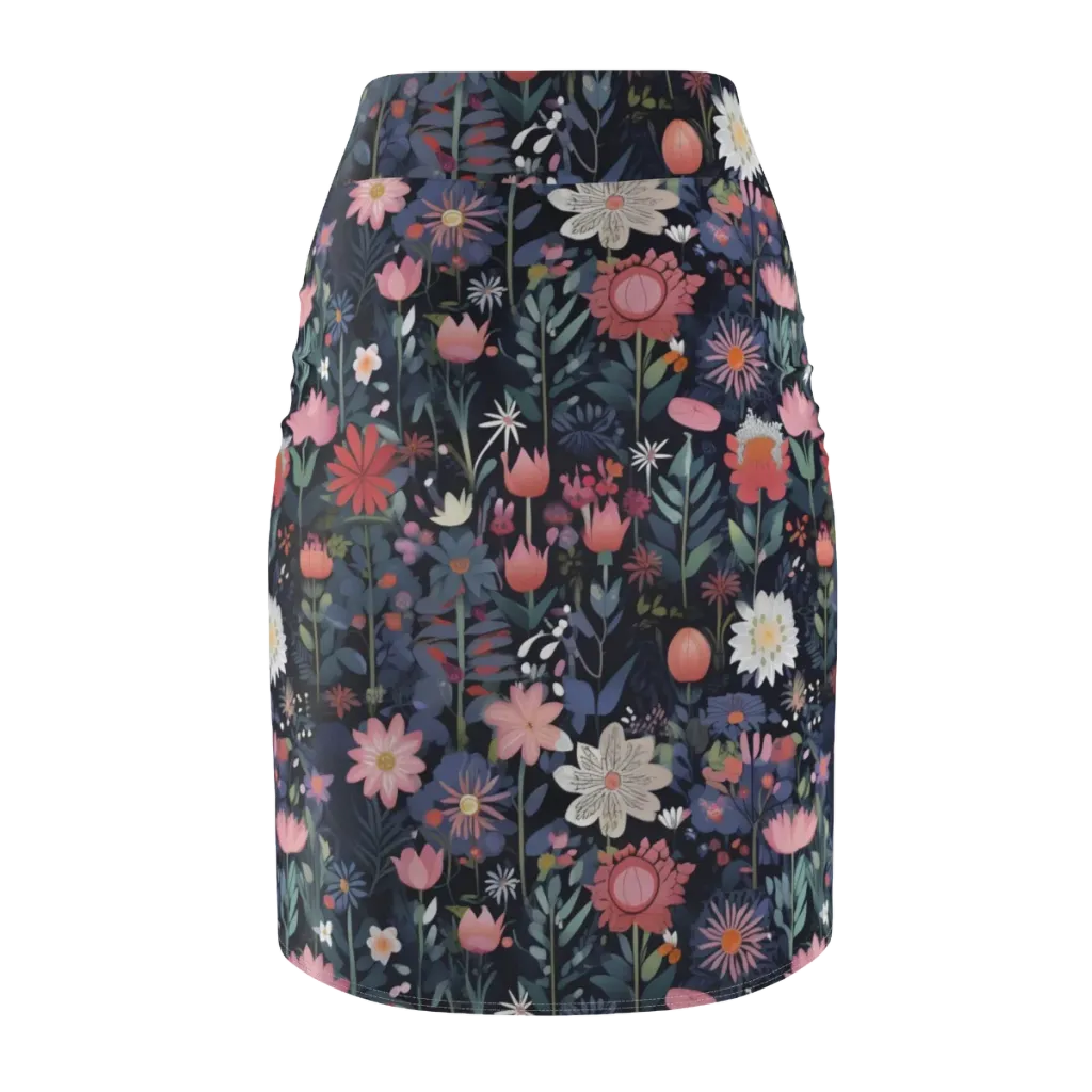 Twilight Bloom on Pencil Skirt — Back