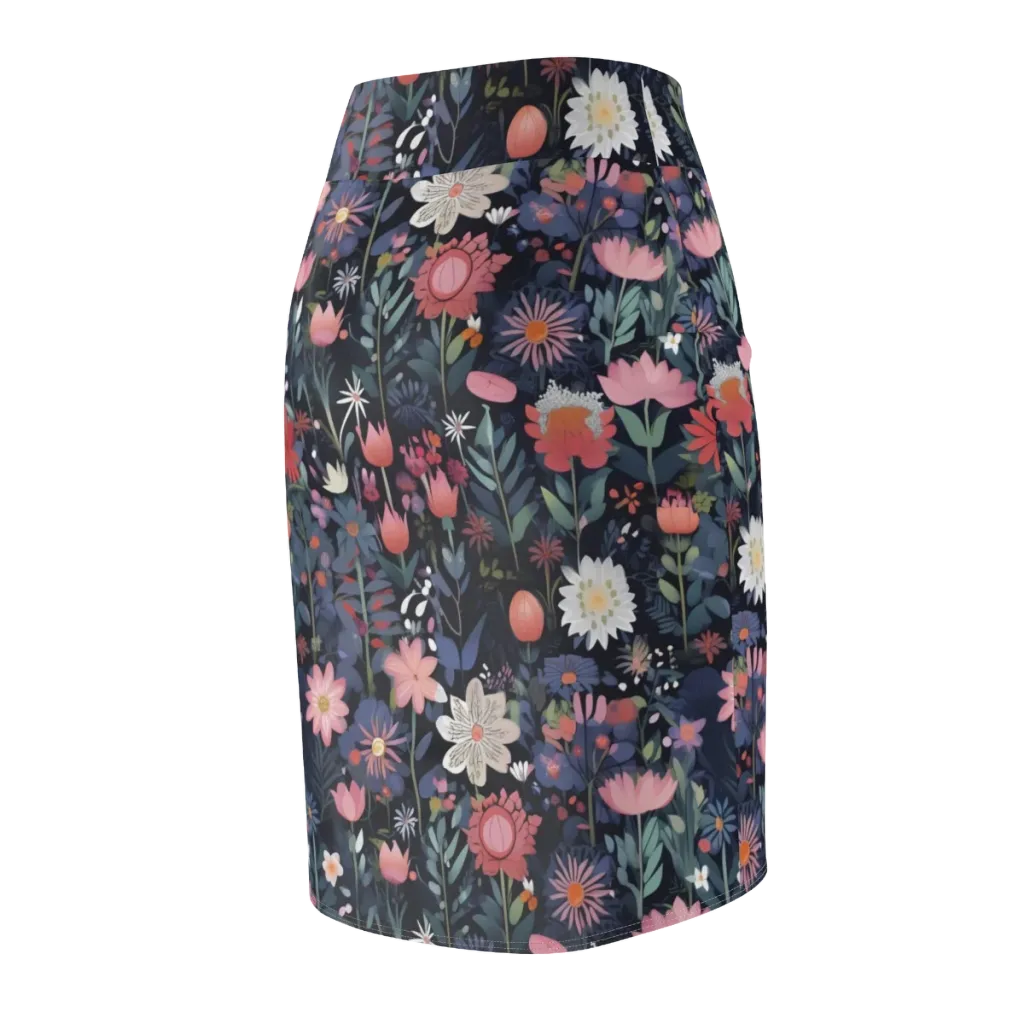 Twilight Bloom on Pencil Skirt — Back Side