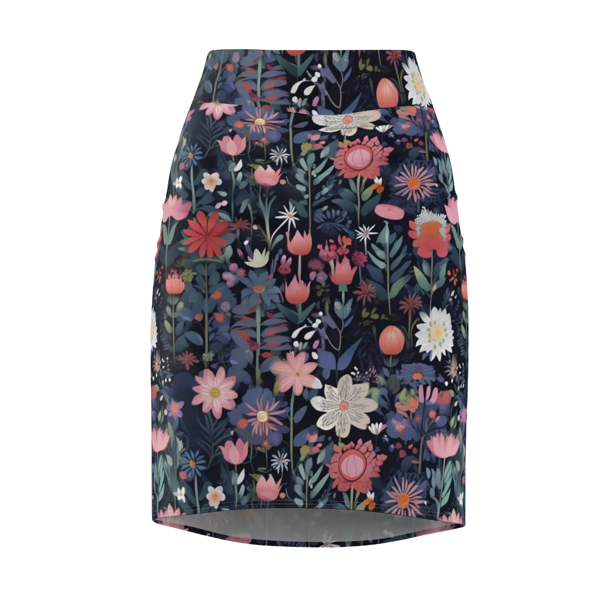 Twilight Bloom on Pencil Skirt — Front