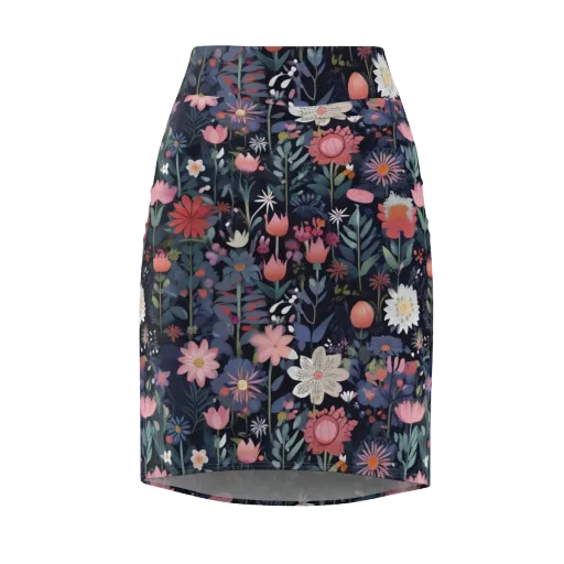 Twilight Bloom on a Pencil Skirt