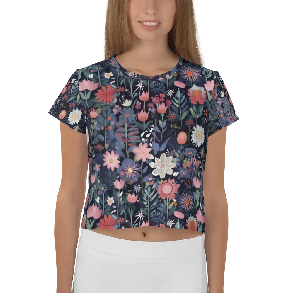 Twilight Bloom on Crop Tee — Front