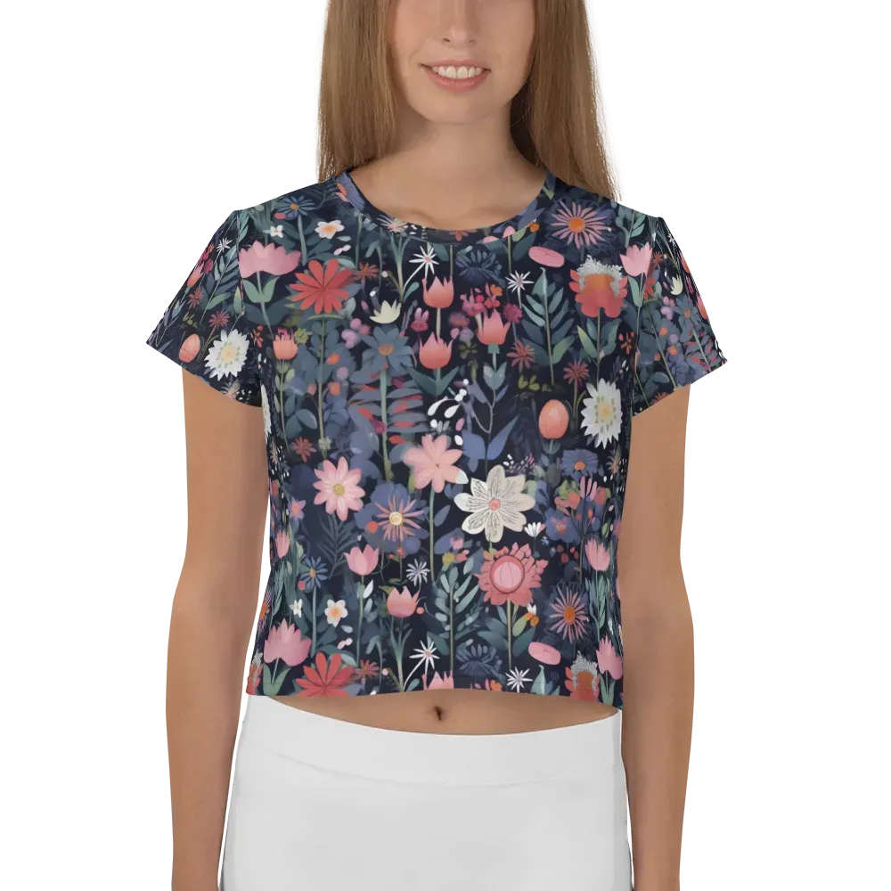Twilight Bloom on Crop Tee — Front