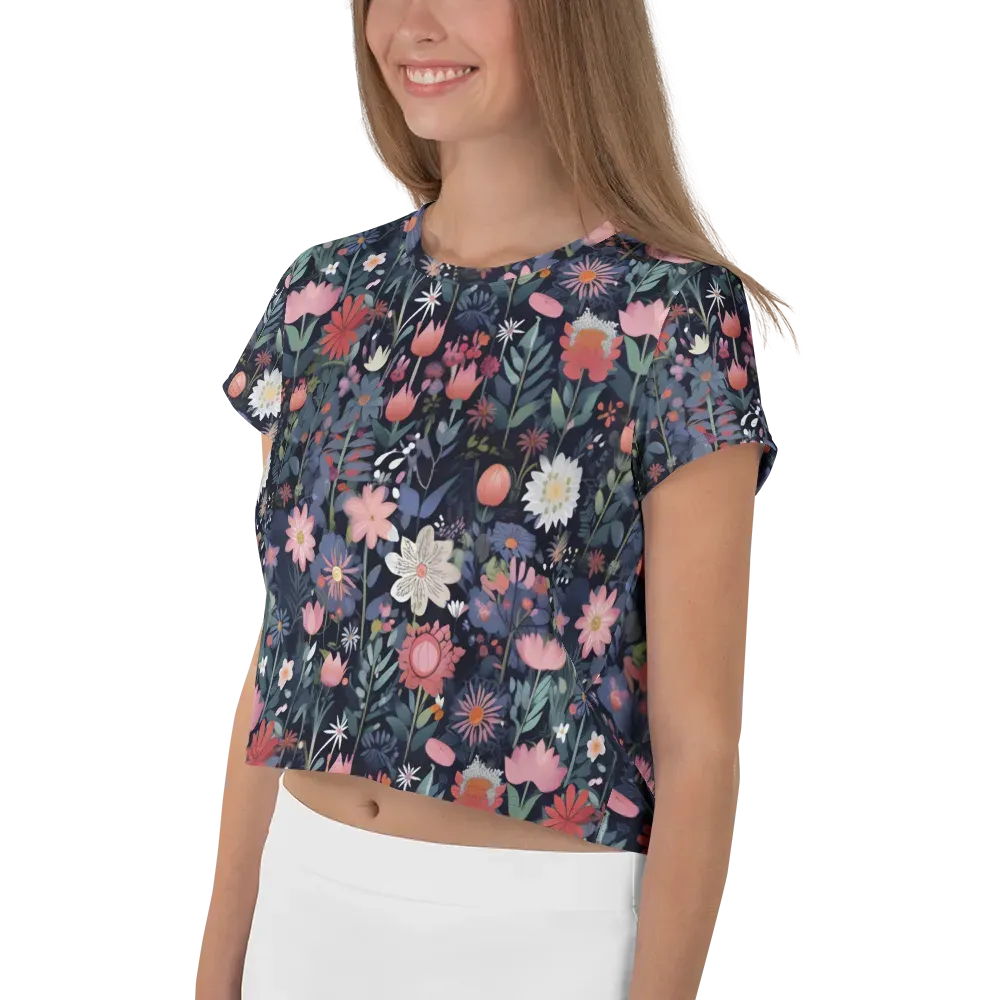 Twilight Bloom on Crop Tee — Left