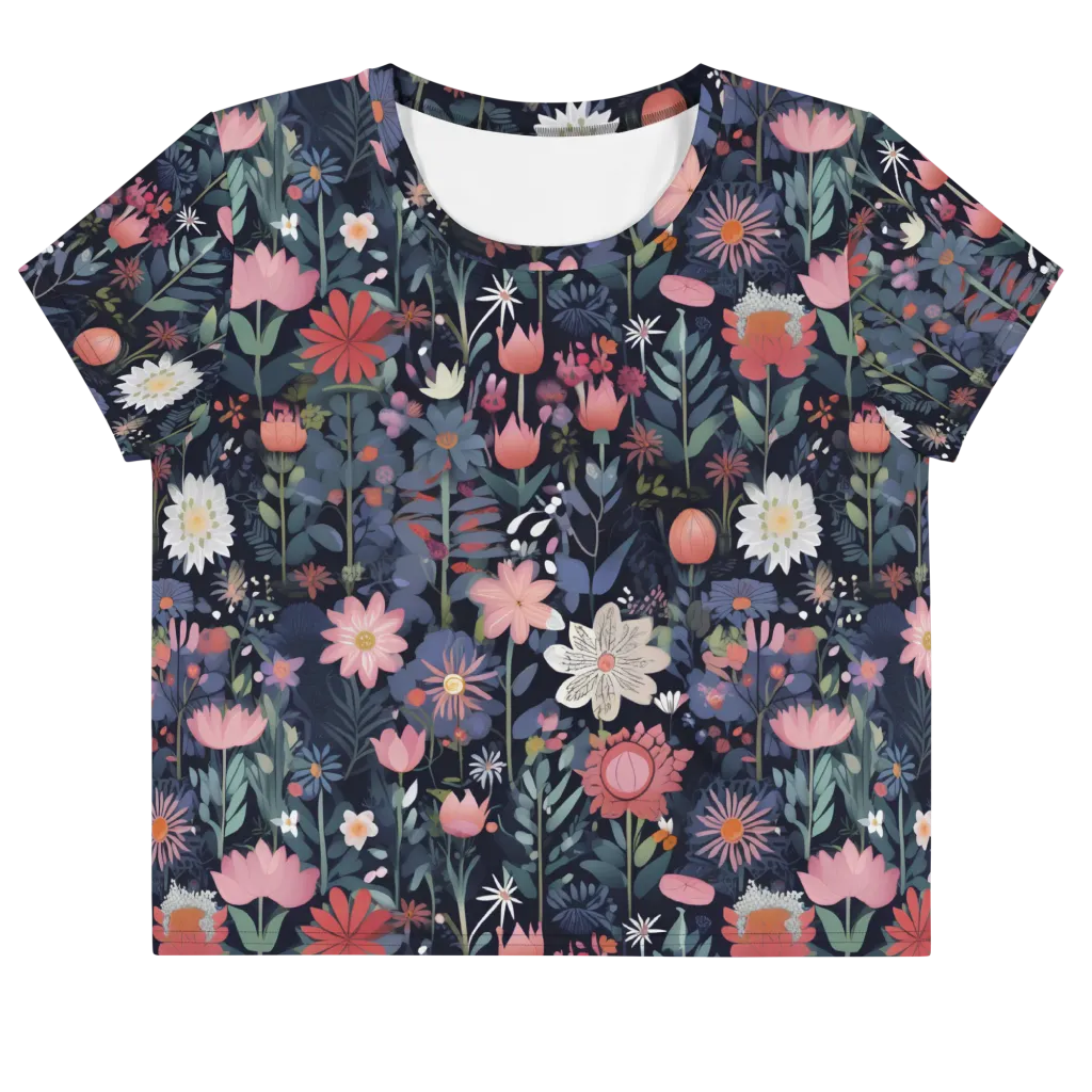 Twilight Bloom on Crop Tee — Front