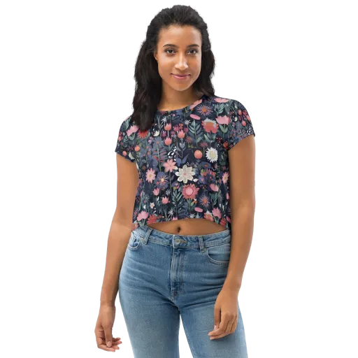 Twilight Bloom on a Crop Tee