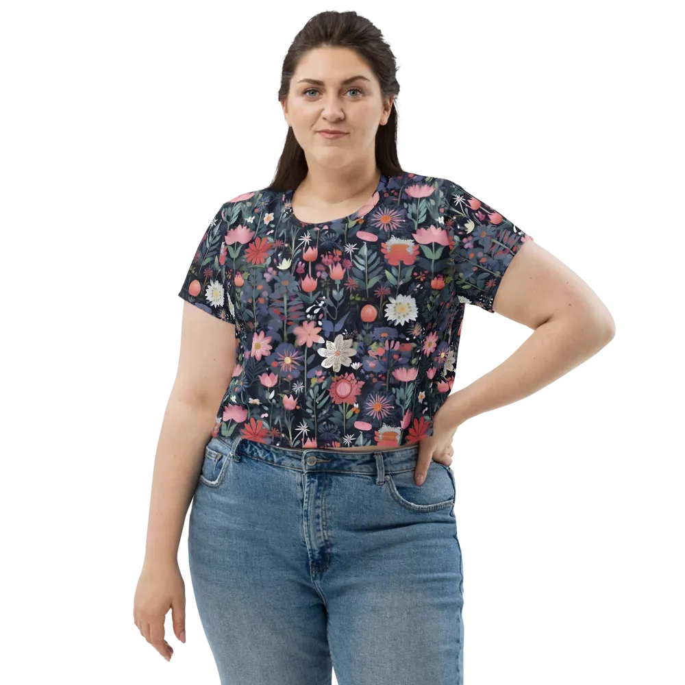 Twilight Bloom on Crop Tee — Front