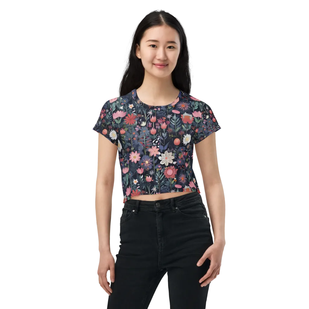 Twilight Bloom on Crop Tee — Front