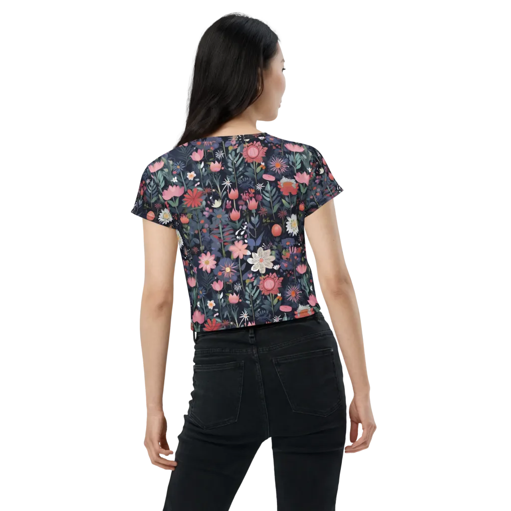 Twilight Bloom on Crop Tee — Back