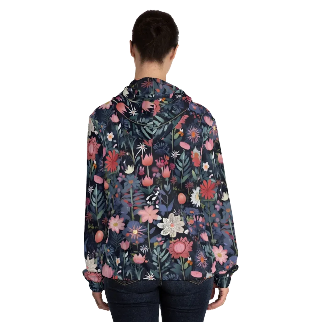 Twilight Bloom on Women's Full-Zip Hoodie — Back On Person