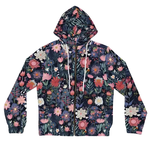 Twilight Bloom on a Women's Full-Zip Hoodie