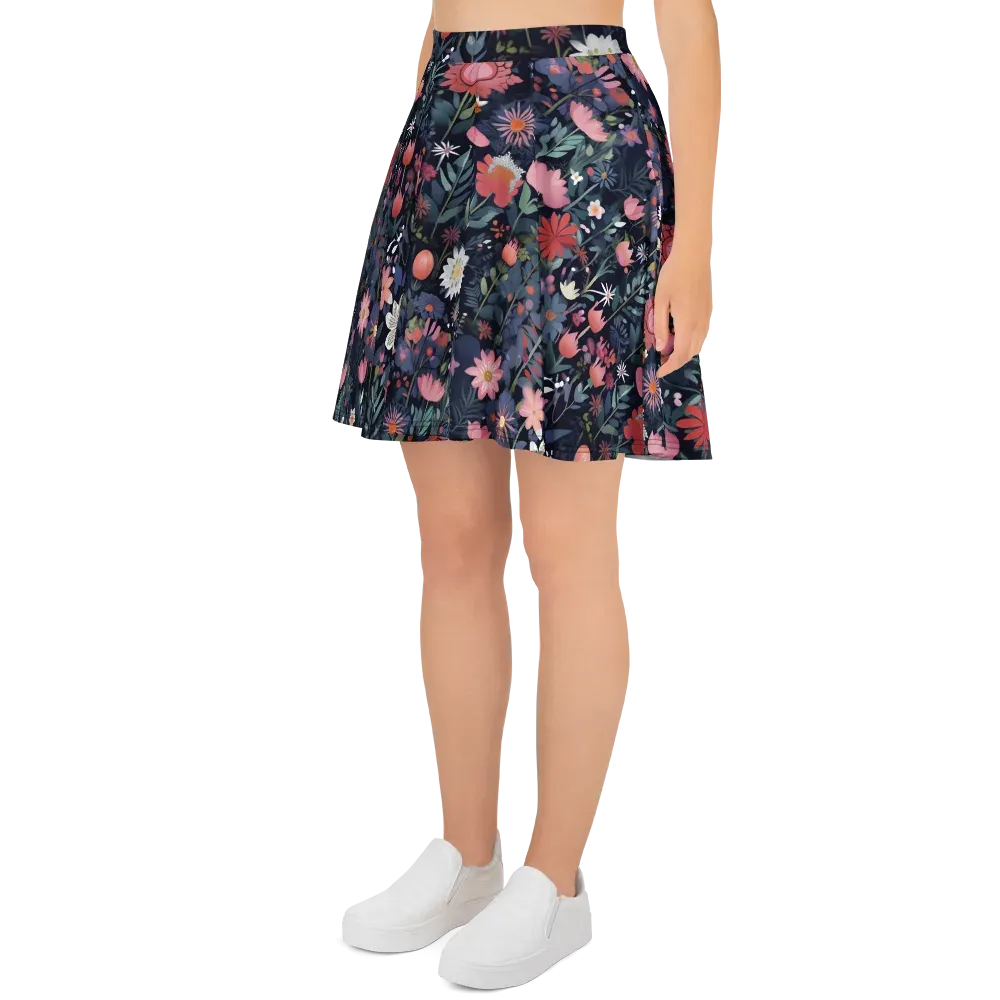 Twilight Bloom on Skater Skirt — Left