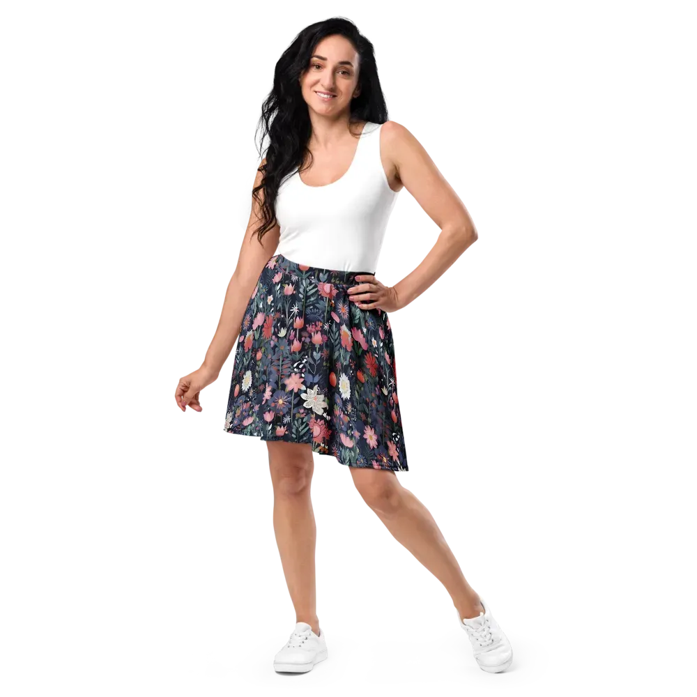 Twilight Bloom on Skater Skirt — Front