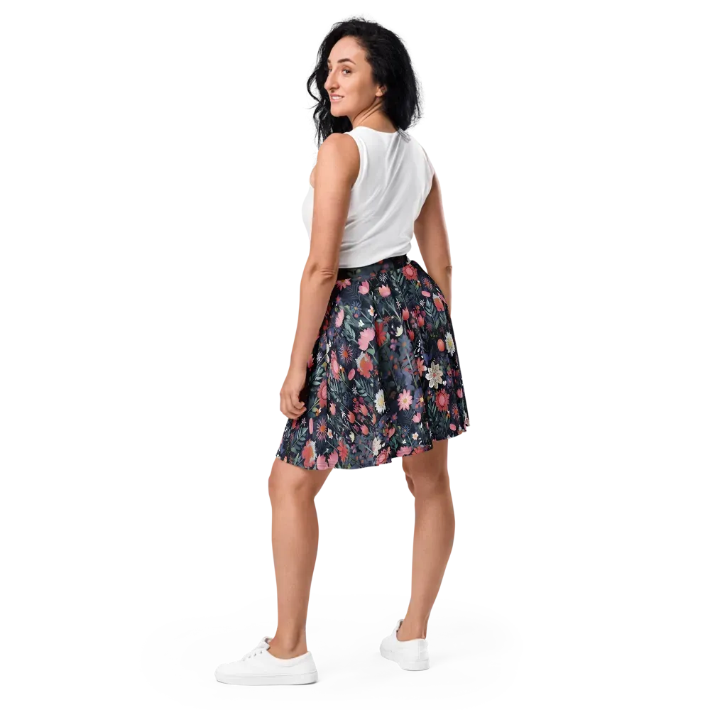 Twilight Bloom on Skater Skirt — Back