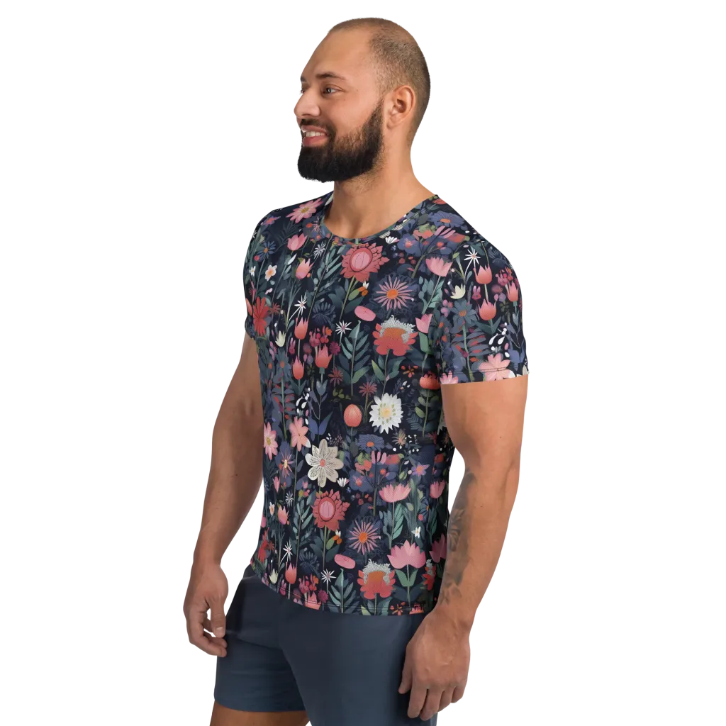 Twilight Bloom on Men's Athletic T-Shirt — Left