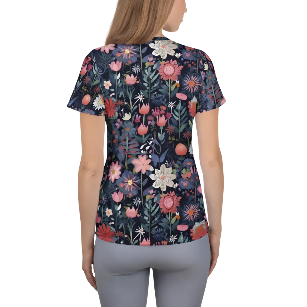 Twilight Bloom on Women's Athletic T-Shirt — Back
