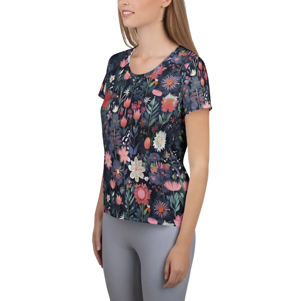Twilight Bloom on Women's Athletic T-Shirt — Left