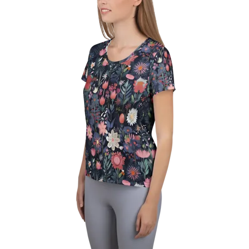 Twilight Bloom on a Women's Athletic T-Shirt