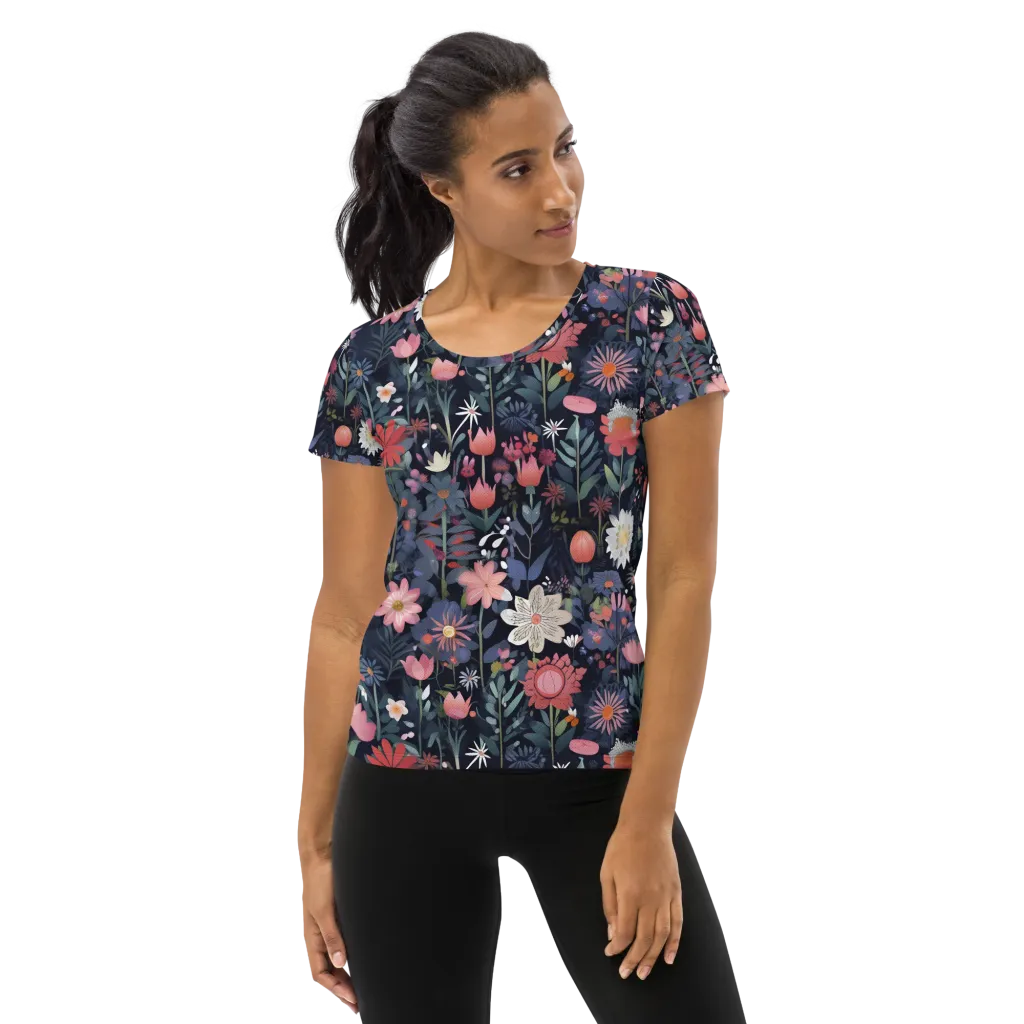 Twilight Bloom on Women's Athletic T-Shirt — Front