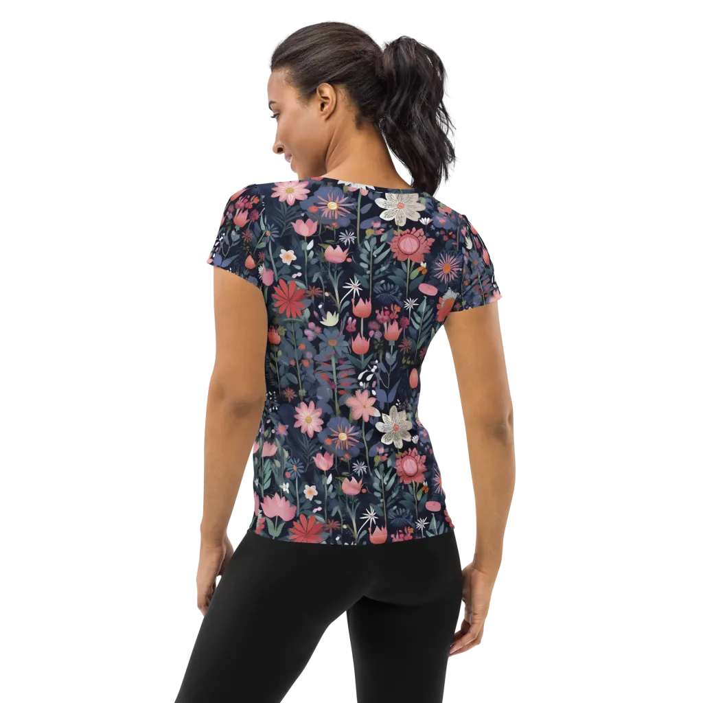 Twilight Bloom on Women's Athletic T-Shirt — Back