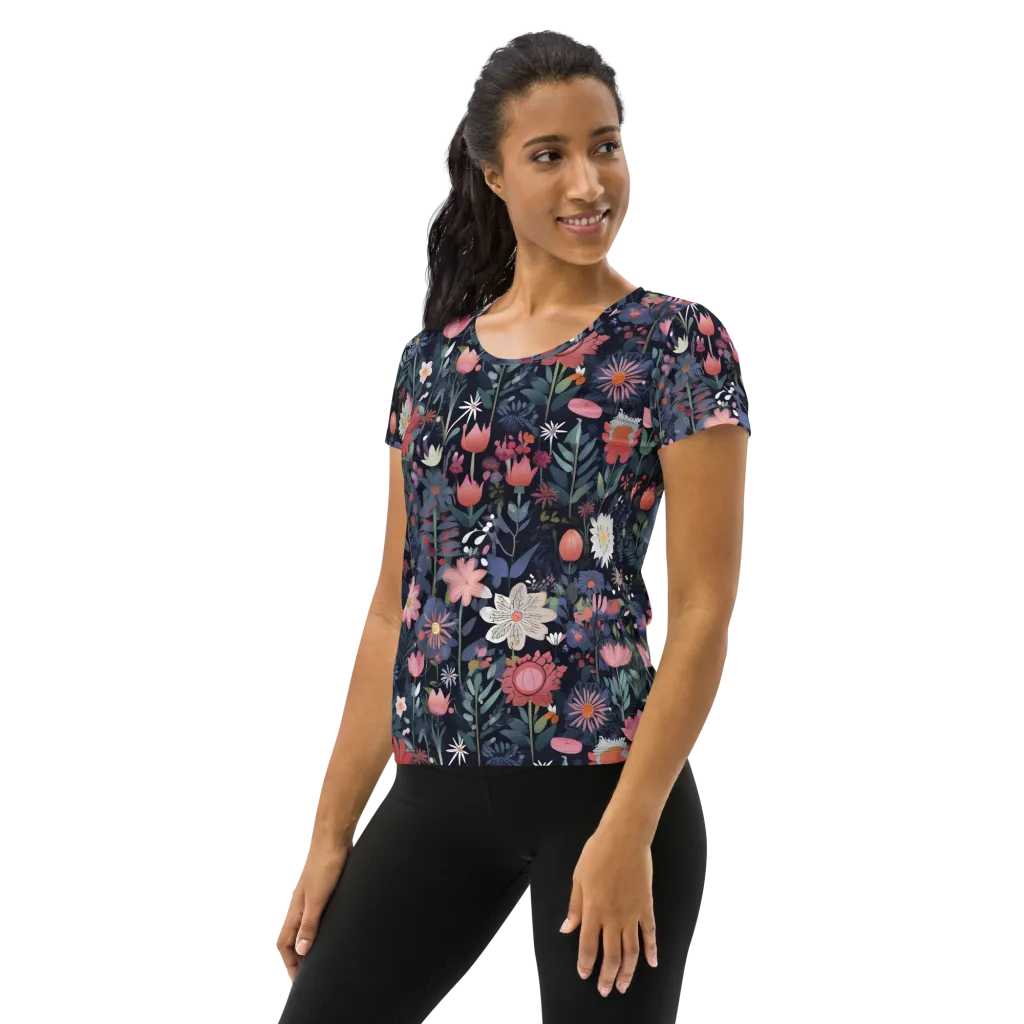 Twilight Bloom on Women's Athletic T-Shirt — Left