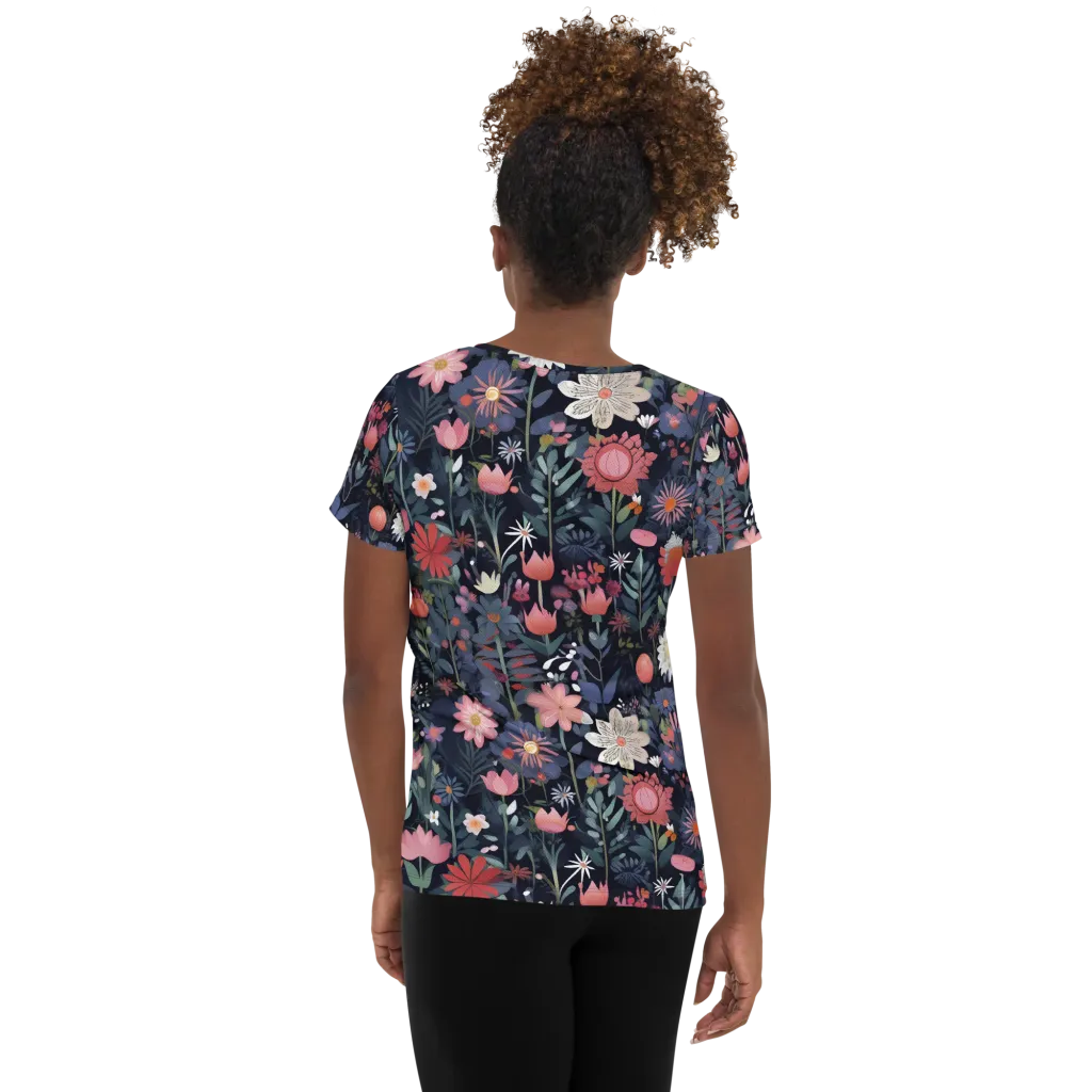 Twilight Bloom on Women's Athletic T-Shirt — Back