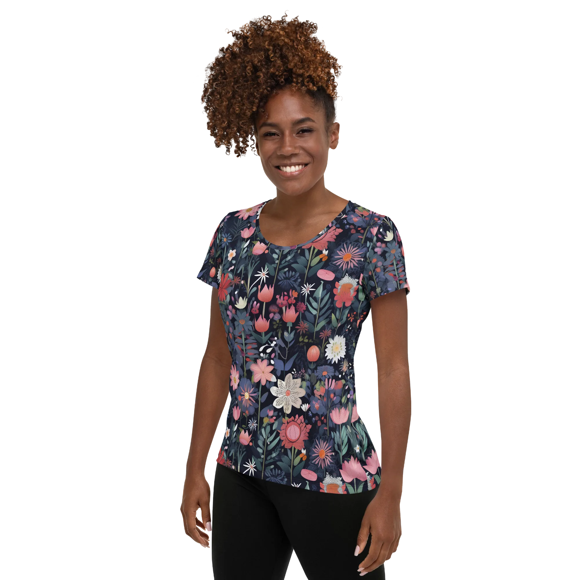 Twilight Bloom on Women's Athletic T-Shirt — Left