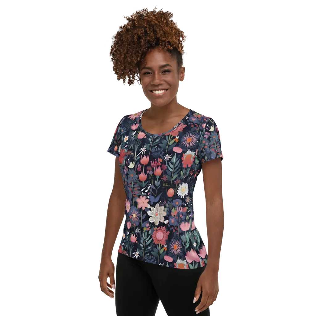 Twilight Bloom on Women's Athletic T-Shirt — Left