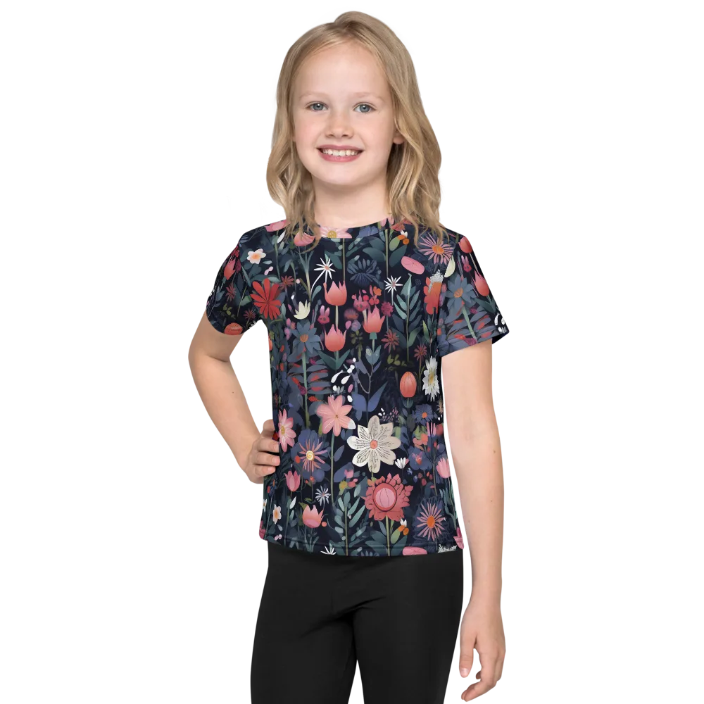 Twilight Bloom on Kids Crew Neck T-Shirt — Front