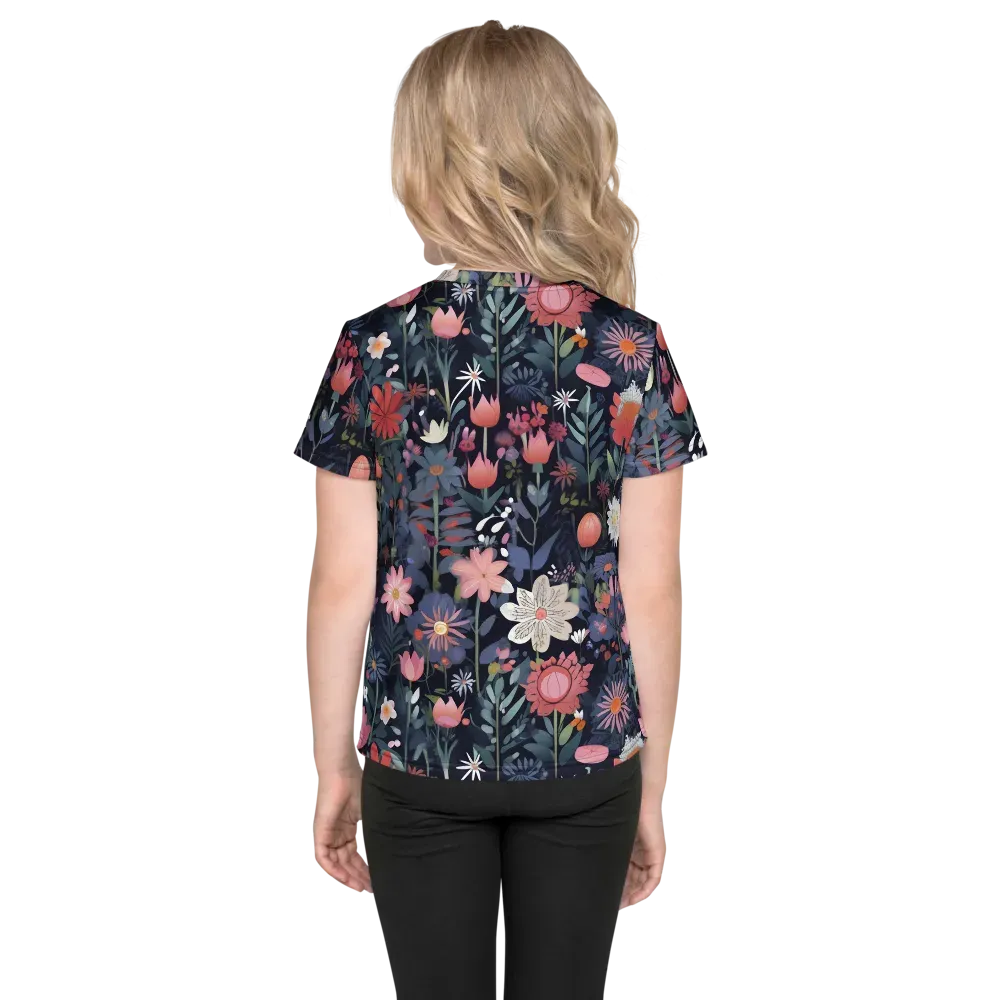 Twilight Bloom on Kids Crew Neck T-Shirt — Back