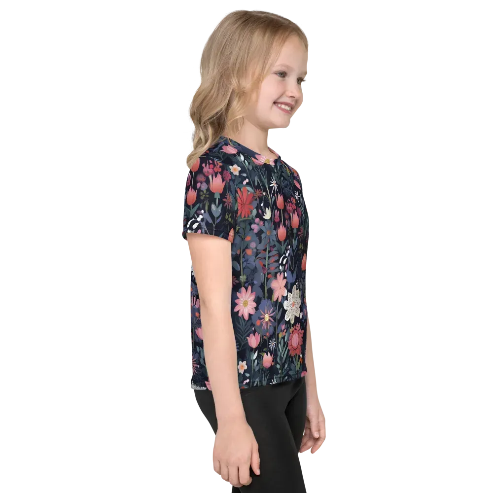 Twilight Bloom on Kids Crew Neck T-Shirt — Right