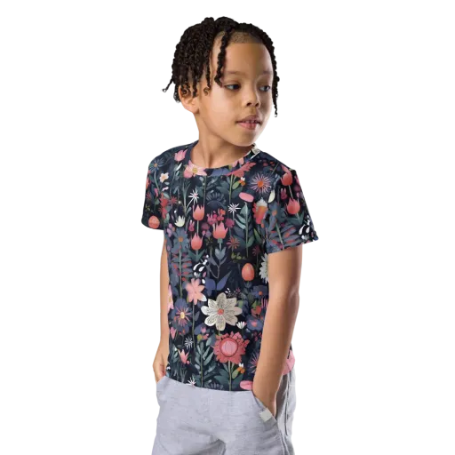 Twilight Bloom on a Kids Crew Neck T-Shirt