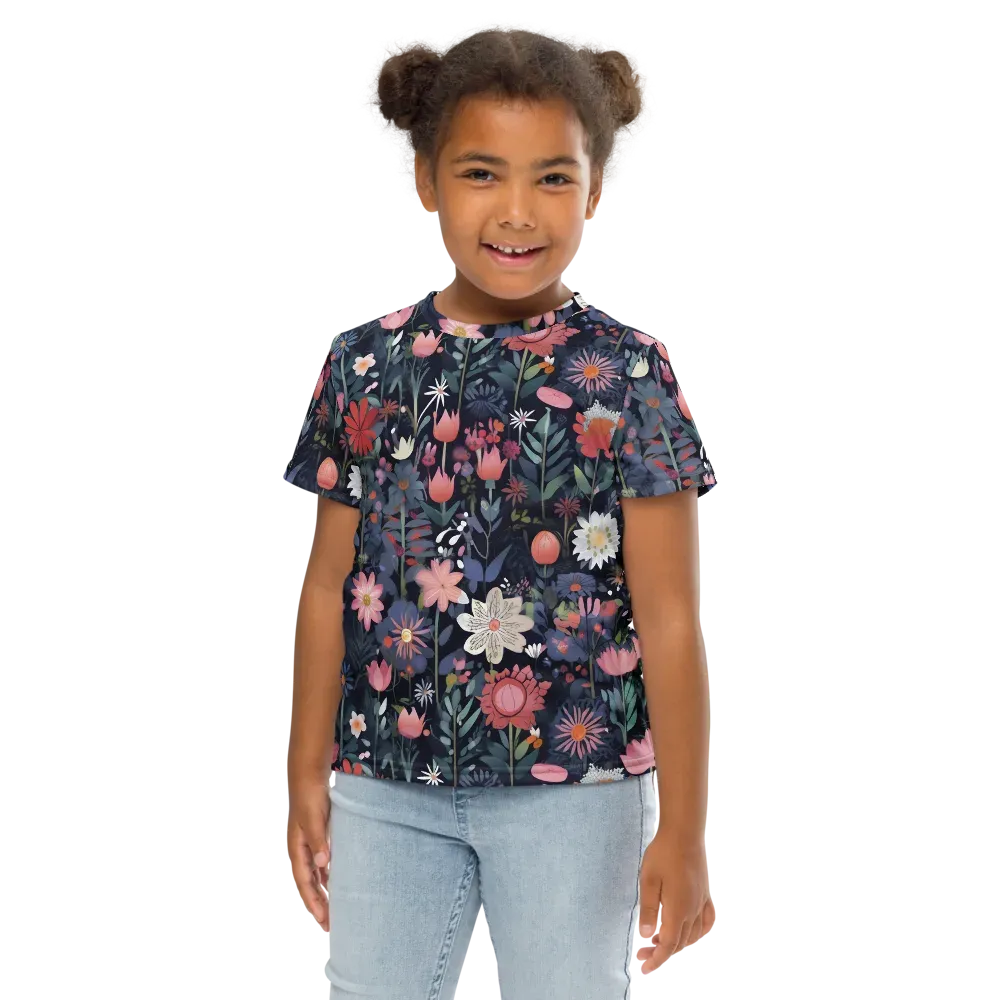 Twilight Bloom on Kids Crew Neck T-Shirt — Front
