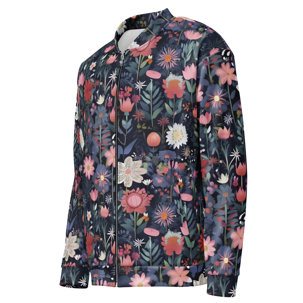 Twilight Bloom on Bomber Jacket — Left Front