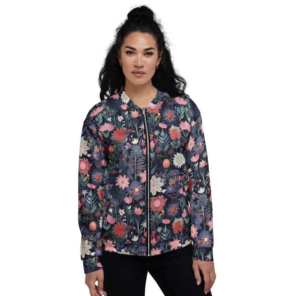 Twilight Bloom on Bomber Jacket — Front