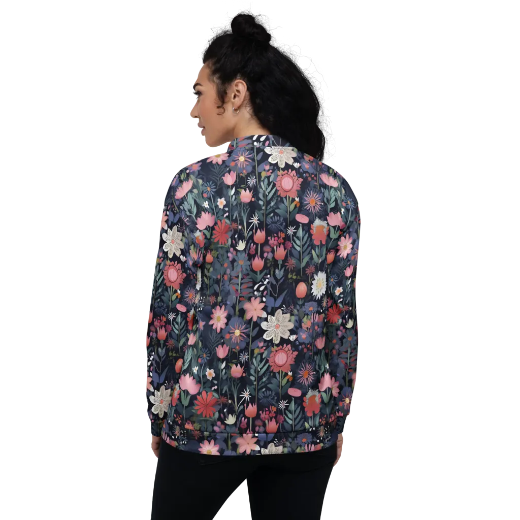 Twilight Bloom on Bomber Jacket — Back