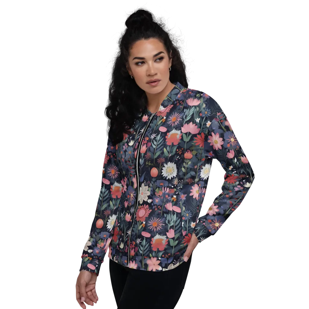 Twilight Bloom on Bomber Jacket — Left